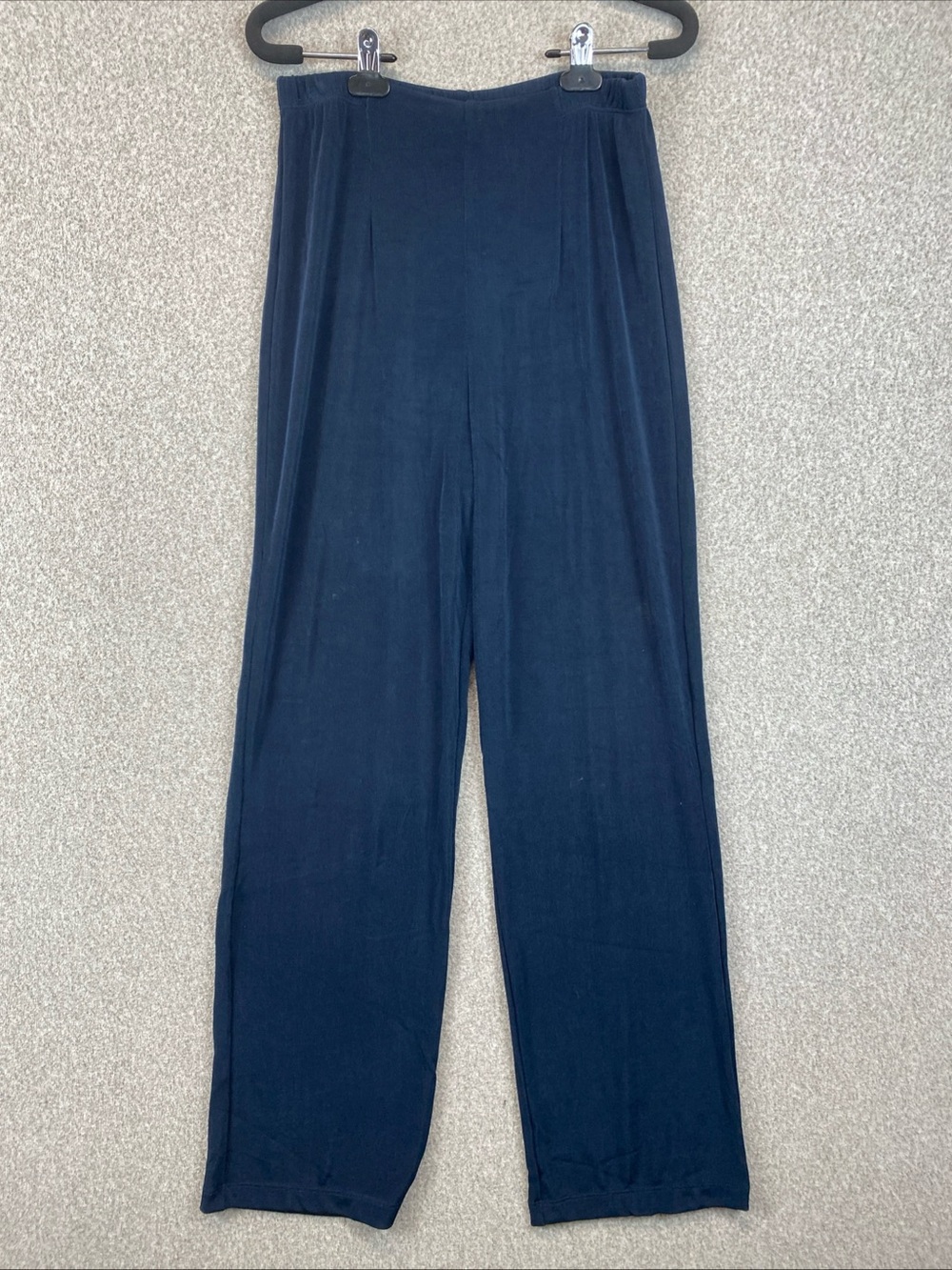 Chicos Travelers Blue Liquid Knit Straight Leg Pull On Pants Womens Sz 1 Reg (M)